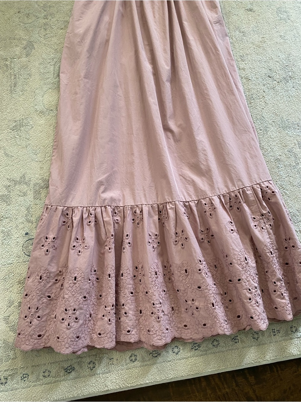 En Saison Barnette Maxi Dress Dusty Rose Mauve Cotton Eyelet Open Back Pockets - Picture 12 of 16